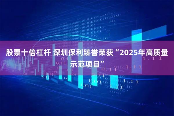 股票十倍杠杆 深圳保利臻誉荣获“2025年高质量示范项目”